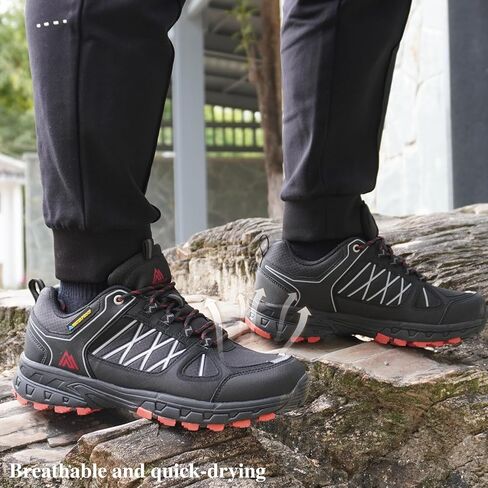 Queday Waterproof Hiking Shoes Mens Lightweight Walking Shoes Daily Hike Trekking Trail Outdoor Camping Climbing in Kuwait
