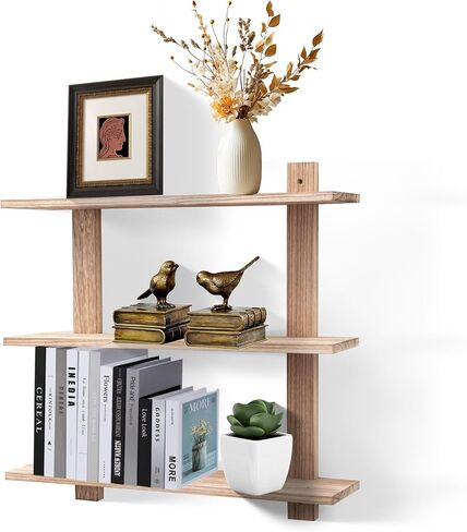 PHOENANCEE 3 Tier Floating Shelves,Long Wall Shelf,Hanging Bathroom Shelves Display Storage Rustic for Living Room Bedroom Kitchen Office Coffee Bar Decor Decorative,24 Inch,(Black) in Kuwait