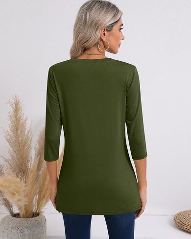 مجموعة من 3 قمصان نسائية من Riyiper بأكمام 3/4، تي شيرت كاجوال برقبة دائرية وقمصان تونيك أساسية فضفاضة ذات لون سادة in Kuwait