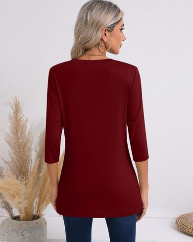 Riyiper 3 Pack Women’s 3/4 Sleeve Tops, Casual Crew Neck T Shirts Basic Loose Fit Tunic Tops Solid Color Tees in Saudi Arabia