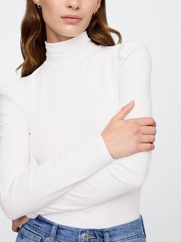 GAP Women's Long Sleeve Puffed Shoulder Turtleneck in Saudi Arabia