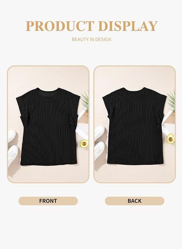 Eytino Womens Plus Size Tops Summer Cap Sleeve Crew Neck Casual Loose Solid Ribbed Knit Basic Tee Shirt(1X-5X) in Saudi Arabia