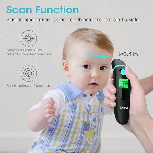 Forehead Thermometer for Adults, 4 in 1 Ear Thermometer for Kids, No Touch Baby Thermometer, Digital Thermometer with Fever Alarm and Object Measurement - Fast, Reliable and Accurate in Saudi Arabia