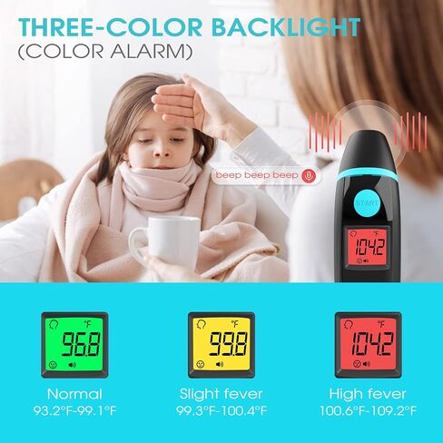 Forehead Thermometer for Adults, 4 in 1 Ear Thermometer for Kids, No Touch Baby Thermometer, Digital Thermometer with Fever Alarm and Object Measurement - Fast, Reliable and Accurate in Saudi Arabia