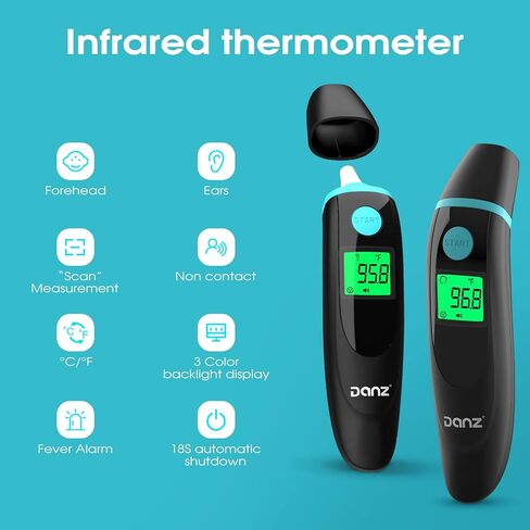 Forehead Thermometer for Adults, 4 in 1 Ear Thermometer for Kids, No Touch Baby Thermometer, Digital Thermometer with Fever Alarm and Object Measurement - Fast, Reliable and Accurate in Saudi Arabia
