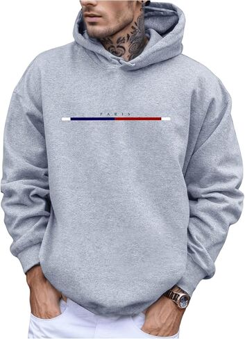 SOLY HUX Men's Hoodies Letter Graphic Drawstring Long Sleeve Sweatshirt Casual Streetwear Pullover Tops in Saudi Arabia