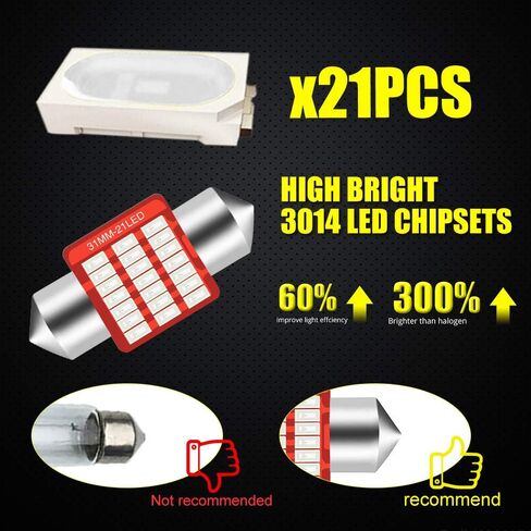 YEORO DE3175 6428 LED لمبة فائقة السطوع 21SMD 3014 رقائق 31 مم CANBUS Festoon DE3021 DE3022 3175 LED خريطة قبة داخلية لخطوات صندوق السيارة أضواء مجاملة. (10 عبوات) in Kuwait