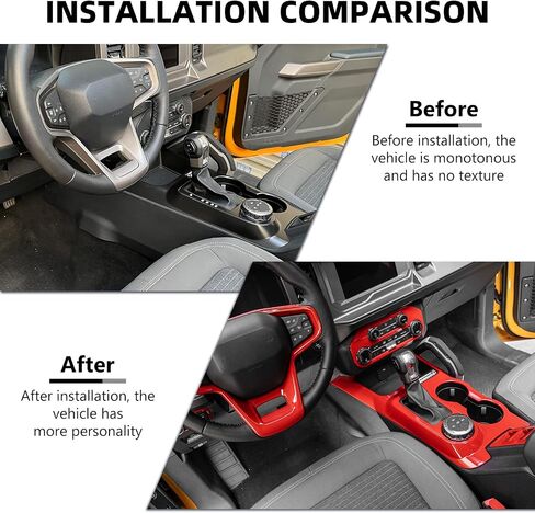 for Bronco 9PCS Interior Trim Kit, Gear Shift Panel Cover, Steering Wheel Trim, Inner Door Handle Trim Compatible with 2021-2024 Ford Bronco Carbon Fiber Interior Accessories 4-Door in Saudi Arabia