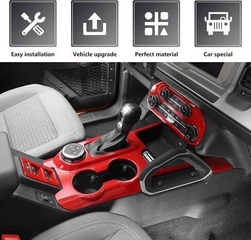 for Bronco 9PCS Interior Trim Kit, Gear Shift Panel Cover, Steering Wheel Trim, Inner Door Handle Trim Compatible with 2021-2024 Ford Bronco Carbon Fiber Interior Accessories 4-Door in Saudi Arabia