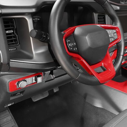 for Bronco 9PCS Interior Trim Kit, Gear Shift Panel Cover, Steering Wheel Trim, Inner Door Handle Trim Compatible with 2021-2024 Ford Bronco Carbon Fiber Interior Accessories 4-Door in Saudi Arabia