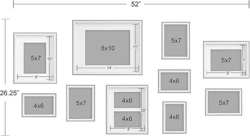 Kate and Laurel Gibson Modern Frame Set, Set of 10, White and Natural Wood, Decorative Photo Gallery Wall Frame Set with Multiple Sizes in Saudi Arabia