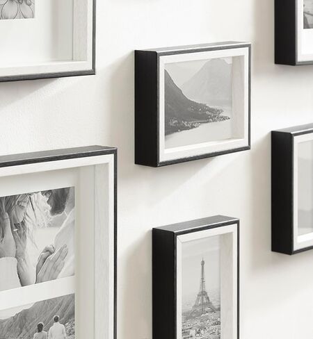 مجموعة إطارات حديثة من كيت ولوريل جيبسون، مجموعة مكونة من 10 قطع، خشب أبيض وطبيعي، مجموعة إطار جداري لمعرض الصور المزخرف بأحجام متعددة in Kuwait