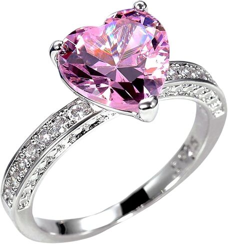 925 Sterling Silver Plated Cubic Zirconia Heart Promise Ring for Women in Saudi Arabia
