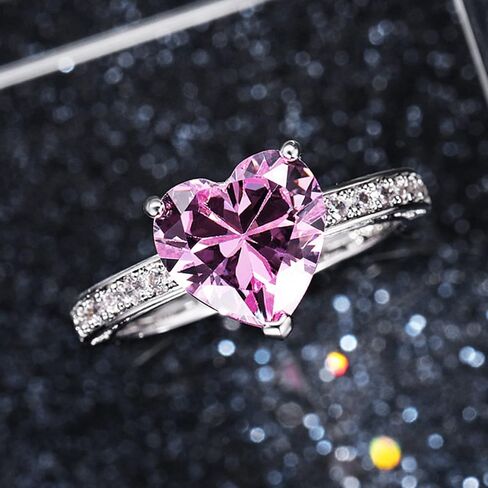 925 Sterling Silver Plated Cubic Zirconia Heart Promise Ring for Women in Saudi Arabia