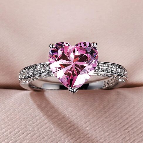 925 Sterling Silver Plated Cubic Zirconia Heart Promise Ring for Women in Saudi Arabia