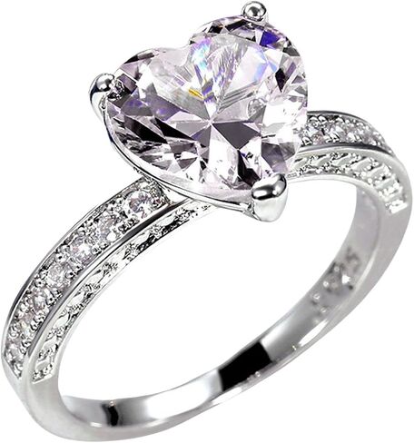 925 Sterling Silver Plated Cubic Zirconia Heart Promise Ring for Women in Saudi Arabia