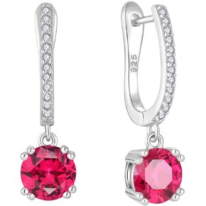 925 Sterling Silver Dangle Drop Birthstone Earrings for Women Cubic Zirconia Huggie Hoop Leverback Dangling Earring