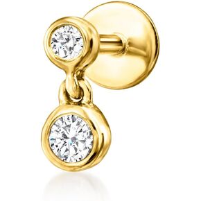 RS Pure by Ross-Simons Diamond-Accented 2-Stone Single Flat-Back Stud Earring in 14kt Yellow Gold