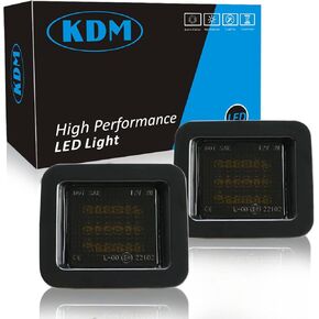 KDM LED License Plate Lights fit for Ford F150 2015-2020 F-150 Pickup Truck Raptor, Smoked Len 6000K 2PCS Assemble LED Tag Lamp for replacement