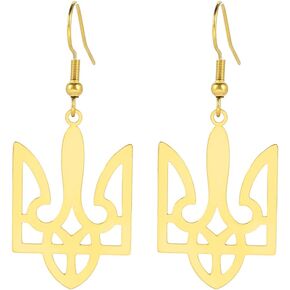 EUEAVAN Ukraine Trident Ukraine Coat of Arms Pendant Necklace Flag Charm Ukraine Symbols Choker Patriotic Gift Ukraine Souvenir Jewelry Men Women Stainless Steel