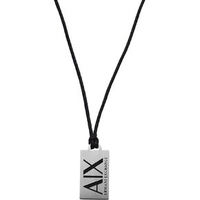A|X ARMANI EXCHANGE Men's Stainless Steel and Black Dog Tag Necklace (Model: AXG0069040)