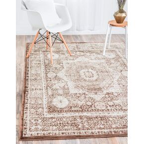 Unique Loom Imperial Collection Geometric, Traditional, Bright Colors, Border, Vintage, Distressed Area Rug, 10 x 13 ft, Turquoise/Ivory