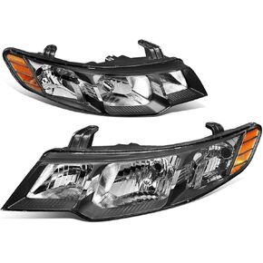 DNA Motoring HL-OH-KIAF10-BK-AM Black Housing Amber Corner Headlights Replacement For 10-13 Forte