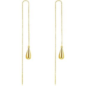 Kokoma Teardrop Threader Earrings for Women 925 Sterling Silver Minimalist Waterdrop Long Tassel Chain Dangling Drop Earrings Hypoallergenic Ear Jewelry Gift