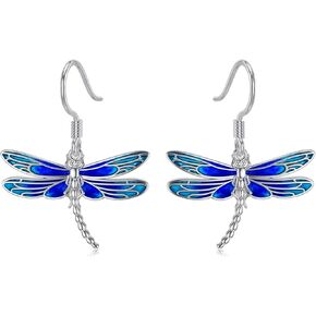 PELOVNY Christmas Gifts Dragonfly Earrings for Women S925 Sterling Silver Big Dragonflies Dangle Hook Earrings Drop Earrings for Women Girlfriend