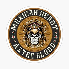 Mexican Heart, Aztec Blood Skull Emblem Sticker - Waterproof Sticker Decal Cars Laptops Windows Etc