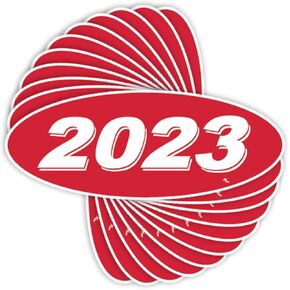 Versa Tags 20## Oval Model Year Car Dealer Window Stickers Proudly Made in The USA Versa Oval Model Windshield Year Stickers are Red and White in Color Come Twelve (12) to A Pack (2023)