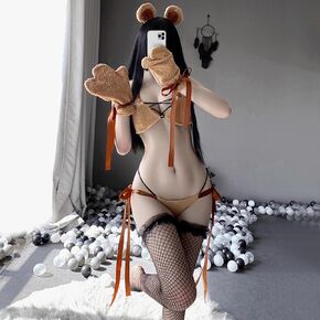 sexy Bear outfits for women Teddy lingerie Costume outfit cute anime cat Cosplay Maid Bikini High Cut Out Babydoll roleplay Bodysuit Bra Top tail ears suits Halloween
