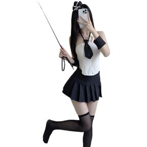 Women's cosplay sexy female student mini lingerie Japanese anime kawaii Halloween student pleated skirt