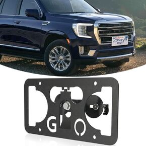 Front Bumper Tow Hook License Plate Mount Bracket fits for GMC Hummer EV,Sierra 2500HD 4th gen,Sierra 3500HD 4th gen,Terrain2nd gen,Yukon XL 5th gen, No Drill Front License Plate Bracket
