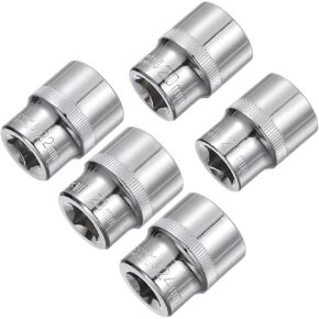 uxcell 6-Point Shallow Socket, 1/2" Drive 20mm 21mm 22mm 23mm 24mm Shallow Socket Cr-V Metric Socket for DIY Hand-Making Repair Automotive