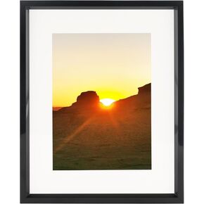 11x17 Picture Frame Black for 11x17 or 9x15 inch Picture Poster Photo Frame Mat Opening 9x15 Memorabilia, Certificates, Awards, Medals and Photos Wall Mounting Frame (P8L)