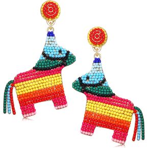 Cinco De Mayo Earrings Mexican Earrings for Women Beaded Fiesta Earrings Statement Piñata Sombrero Chili Earrings Mexican Independence Day Earrings Holiday Jewelry Gifts