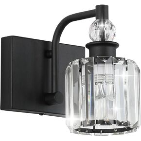 Ralbay Crystal Black Vanity Light Fixtures 5 Light Crystal Bathroom Light Fixtures Over Long Mirror Modern Matte Black Bath Wall Lights