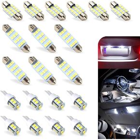 Pack-42 Car LED Interior Lights Combination Set, T10 31mm 36mm 41mm LED Indoor Map Dome Lights Trunk Lights License Lights, Plug and Play Lossless Installation Bulb, Auto Universal (White)