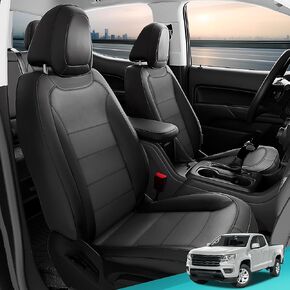 Seat Covers for Chevy Colorado, Only for 2014-2022 Colorado Crew Cab Z71 LT ZR2 Work Truck, Leather Seat Covers Waterproof- Rear Row W/40/60 Split Seat (Black Grey) 5 seat