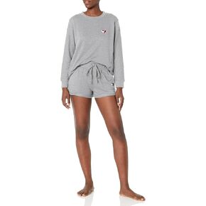 Tommy Hilfiger Women's Long Sleeve Heart Revere Terry Short Pajama Set Pj