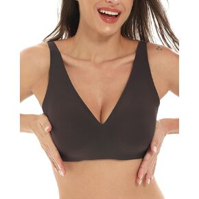 Deep V Bras for Women Wireless Sexy Push Up Seamless Bralette Padded Comfort Smooth T-Shirt Bra with Extender S-4XL