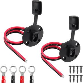 CERRXIAN 0.3m 12AWG SAE Mount Panel Solar Cable, SAE 2 Pin Socket Sidewall Port Cord with O Ring(2-Pack)(1a-1a)