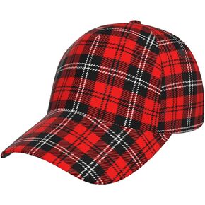 Red and Green Christmas Plaid Baseball Cap Workout Hats for Men & Women Dad Hat Snapback Hat