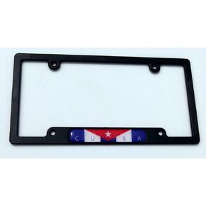Cuba Cuban Flag Black Plastic Car License Plate Frame Domed Colour Lens