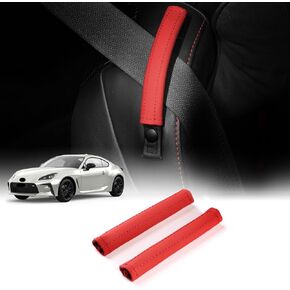 KUNGKIC for Toyota GR86 86 Subaru BRZ 2021 2022 2023 2024 Seat Belt Pads Cover Kit PU Leather Interior Decoration Accessories 2PCS Red