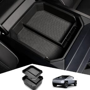 2PCS Center Console Organizer for Tesla Cybertruck 2024 Reserved USB Port Double Layer Tray Hidden Armrest Storage Drawer Box