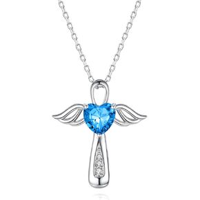 YLT 925 Sterling Silver Angel Wings Cremation Jewelry for Ashes Keepsake Memorial Cross Urn Pendant Necklace for Women Men