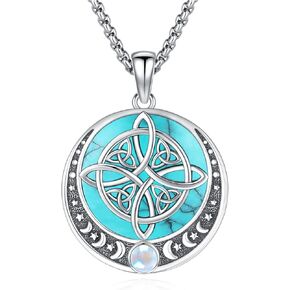 Eusense Nudo De Bruja Plata 925 Original Witch Knot Necklace for Women Men Sterling Silver Witches Knot Pendant Witchcraft Wiccan Jewelry
