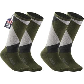 SAMSOX 2-Pair Kids Merino Wool Ski Socks, Made in USA Midweight Full Cushion, Toddler Snowboard Socks for Boys Girls